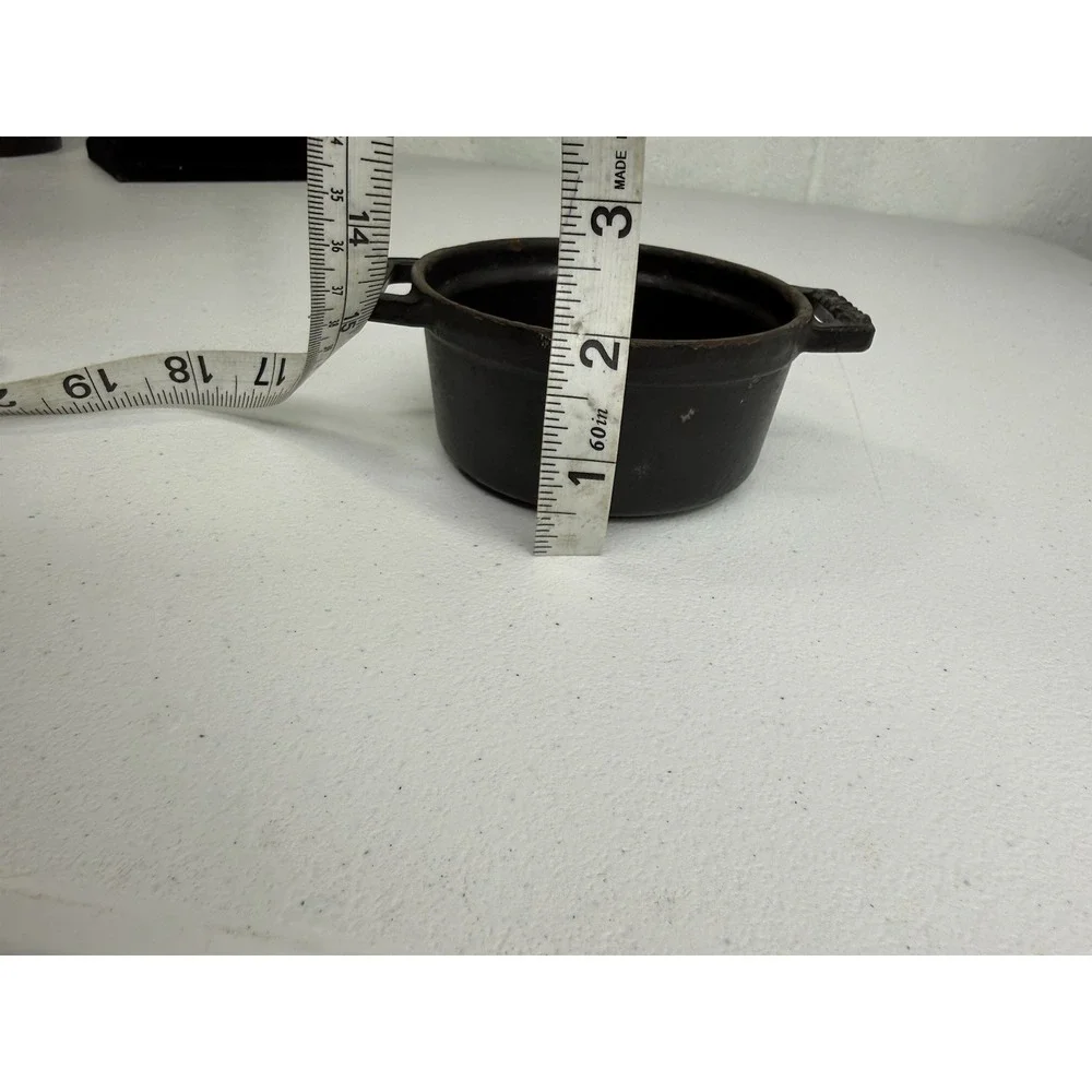 Staub Mini Round Cocotte 0.25 qt Cast Iron Round Black Casserole Pan 10cm